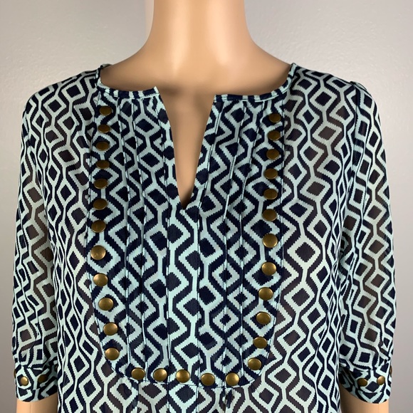41 HAWTHORN Stitch Fix Small Blue Studded Blouse - Picture 2 of 6